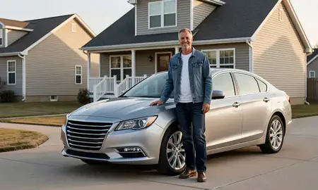 Customer with their delivered car in Muskegon, Michigan, United States