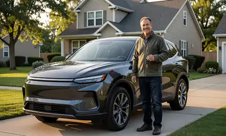 Car delivered to a driveway in Muskegon, Michigan, United States