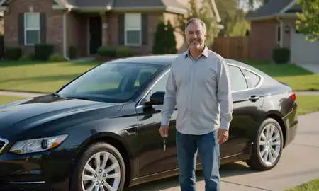 Car delivered to a driveway in Novi, Michigan, United States