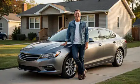 Customer with their delivered car in Pontiac, Michigan, United States