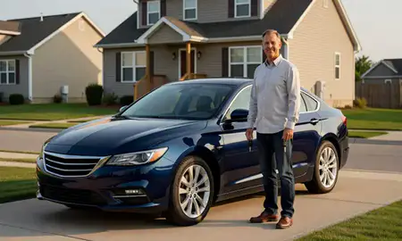 Car delivered to a driveway in Port Huron, Michigan, United States