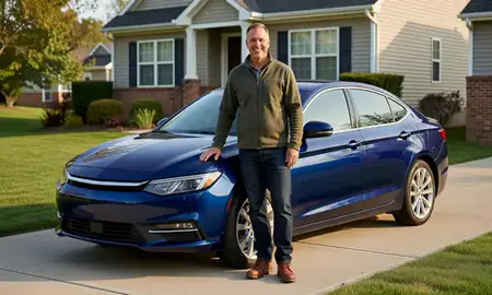 Customer with their delivered car in Rochester Hills, Michigan, United States