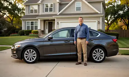 Car delivered to a driveway in Rochester Hills, Michigan, United States