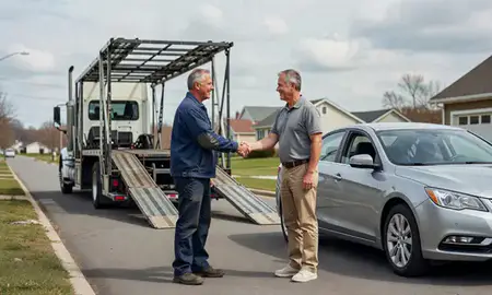 Vehicle owner beside their delivered car in Rochester Hills, Michigan, United States