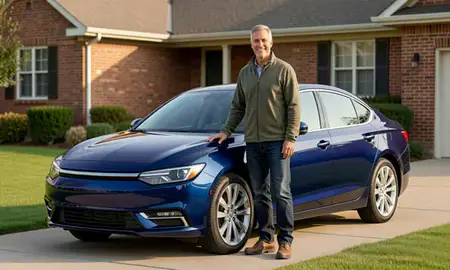 Customer with their delivered car in Royal Oak, Michigan, United States