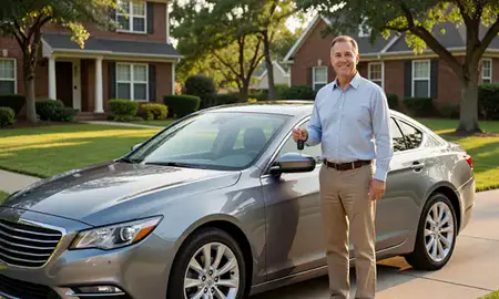 Car delivered to a driveway in Royal Oak, Michigan, United States