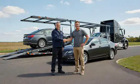 Vehicle owner beside their delivered car in Royal Oak, Michigan, United States