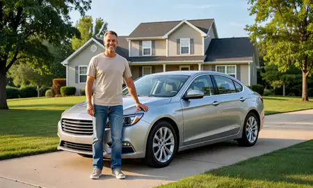 Customer with their delivered car in Saginaw, Michigan, United States