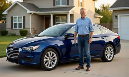Car delivered to a driveway in Saginaw, Michigan, United States