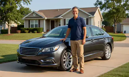 Customer with their delivered car in South Lyon, Michigan, United States