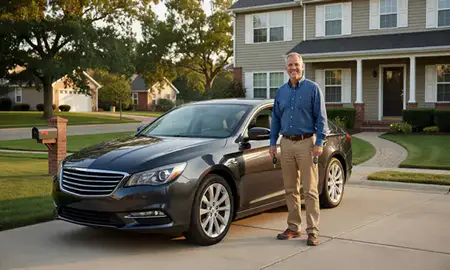 Car delivered to a driveway in South Lyon, Michigan, United States