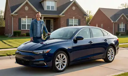 Customer with their delivered car in Southfield, Michigan, United States