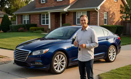Car delivered to a driveway in Southfield, Michigan, United States