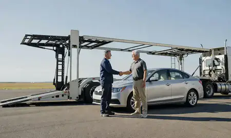 Vehicle owner beside their delivered car in Southfield, Michigan, United States
