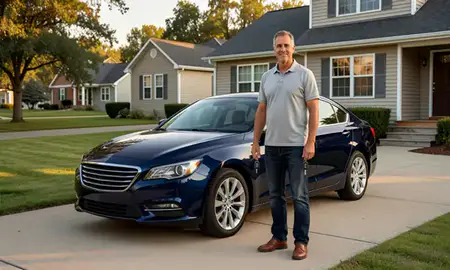 Car delivered to a driveway in St. Clair Shores, Michigan, United States