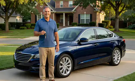 Car delivered to a driveway in Sterling Heights, Michigan, United States