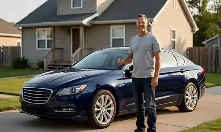 Car delivered to a driveway in Taylor, Michigan, United States