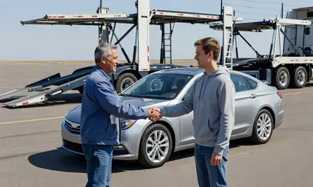 Vehicle owner beside their delivered car in Taylor, Michigan, United States