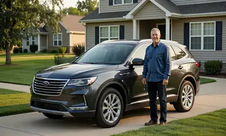 Car delivered to a driveway in Troy, Michigan, United States
