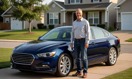 Car delivered to a driveway in Warren, Michigan, United States