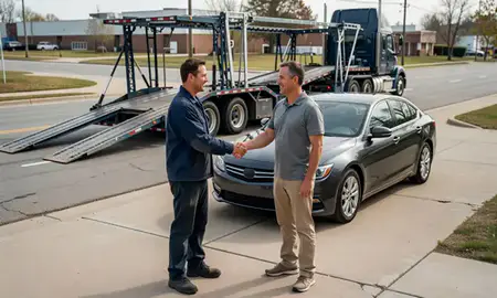 Vehicle owner beside their delivered car in Warren, Michigan, United States