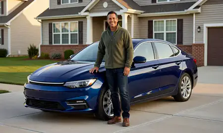 Customer with their delivered car in Westland, Michigan, United States