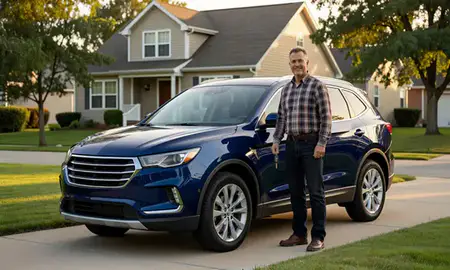 Car delivered to a driveway in Westland, Michigan, United States