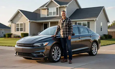 Customer with their delivered car in Wyoming, Michigan, United States