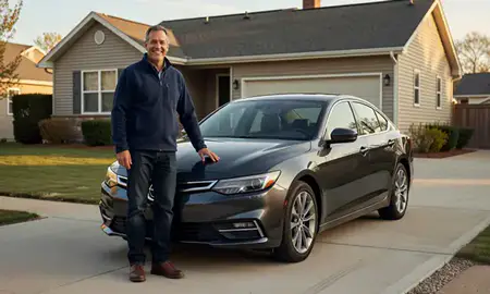 Customer with their delivered car in Minnesota, United States