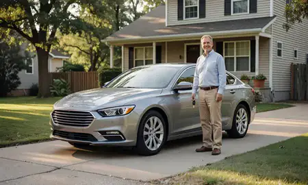 Car delivered to a driveway in Minnesota, United States
