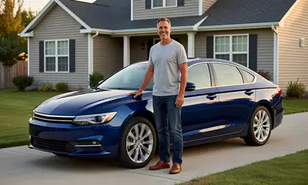 Customer with their delivered car in Andover, Minnesota, United States