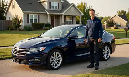 Car delivered to a driveway in Andover, Minnesota, United States
