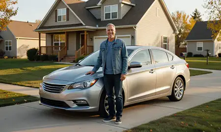 Customer with their delivered car in Apple Valley, Minnesota, United States