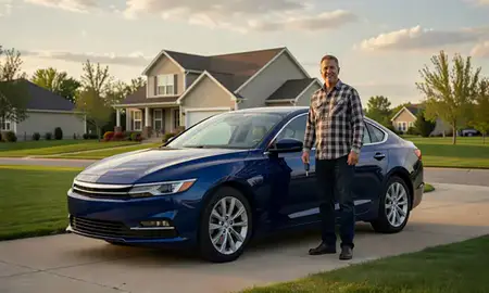 Car delivered to a driveway in Blaine, Minnesota, United States