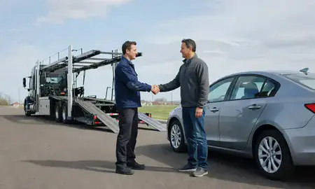 Vehicle owner beside their delivered car in Blaine, Minnesota, United States
