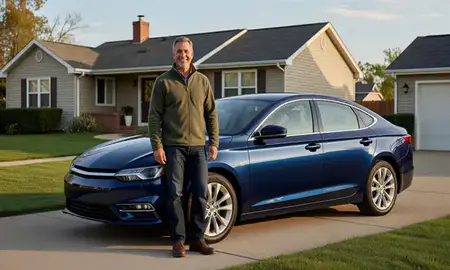 Customer with their delivered car in Bloomington, Minnesota, United States