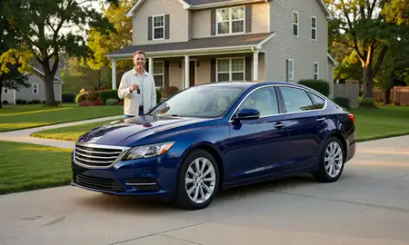 Car delivered to a driveway in Bloomington, Minnesota, United States
