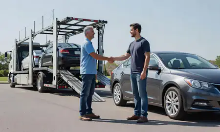 Vehicle owner beside their delivered car in Bloomington, Minnesota, United States