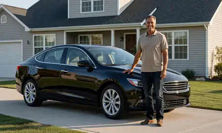 Customer with their delivered car in Brooklyn Center, Minnesota, United States
