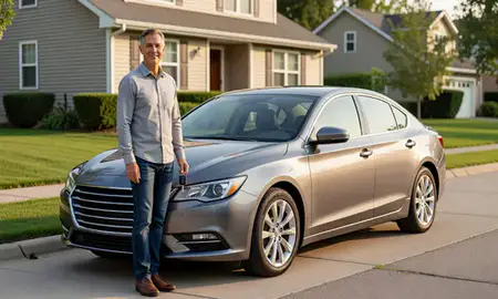 Car delivered to a driveway in Brooklyn Center, Minnesota, United States