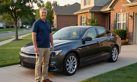 Car delivered to a driveway in Brooklyn Park, Minnesota, United States