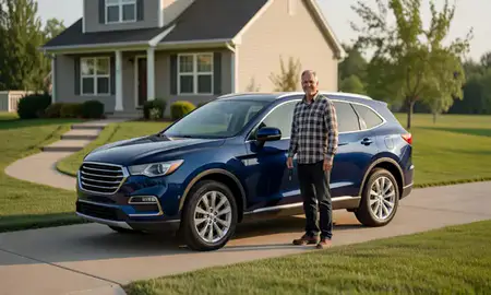 Car delivered to a driveway in Burnsville, Minnesota, United States