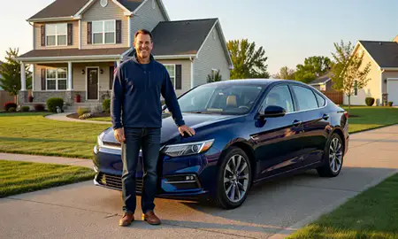 Customer with their delivered car in Coon Rapids, Minnesota, United States