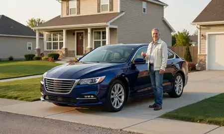 Car delivered to a driveway in Coon Rapids, Minnesota, United States