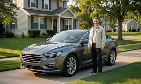 Car delivered to a driveway in Cottage Grove, Minnesota, United States