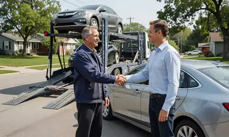 Vehicle owner beside their delivered car in Cottage Grove, Minnesota, United States