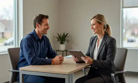 Customer discussing car shipping options in Cottage Grove, Minnesota, United States