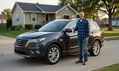 Car delivered to a driveway in Duluth, Minnesota, United States