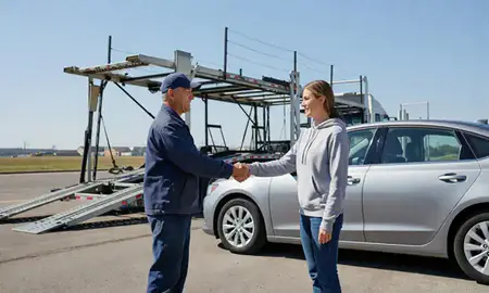 Vehicle owner beside their delivered car in Eagan, Minnesota, United States