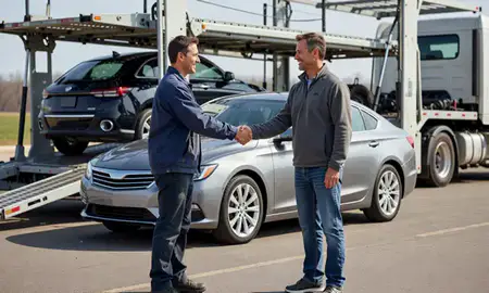Vehicle owner beside their delivered car in Eden Prairie, Minnesota, United States